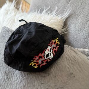 Black Skull & Flames Cap